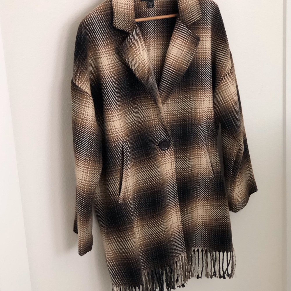 Karen Kane Plaid Fringe Jacket Size M - Picture 4 of 6
